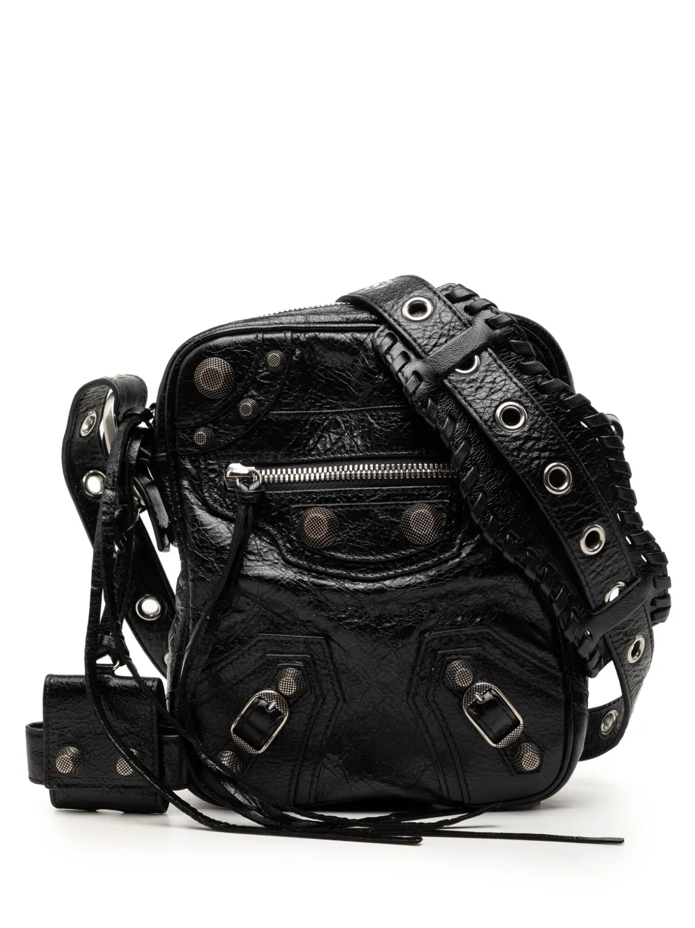 Pre-owned Balenciaga 2010 Lambskin Motocross Le Cagole Messenger Bag Crossbody Bag In Black