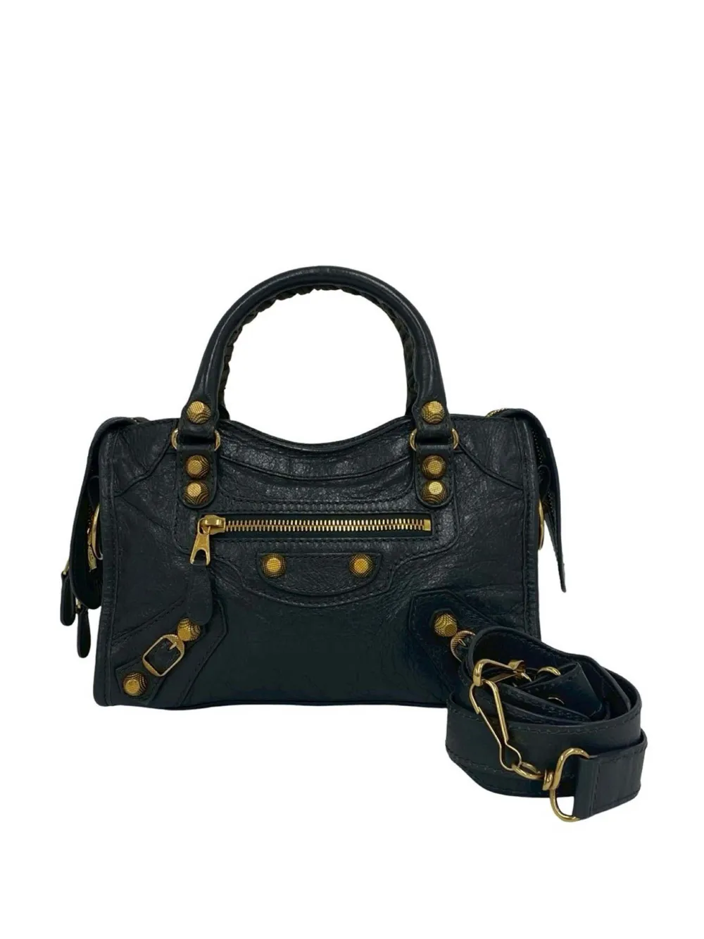 Balenciaga Pre-Owned 2018-2026 mini Motocross Giant City Satchel-Tasche aus Lammleder 21cm - Grau