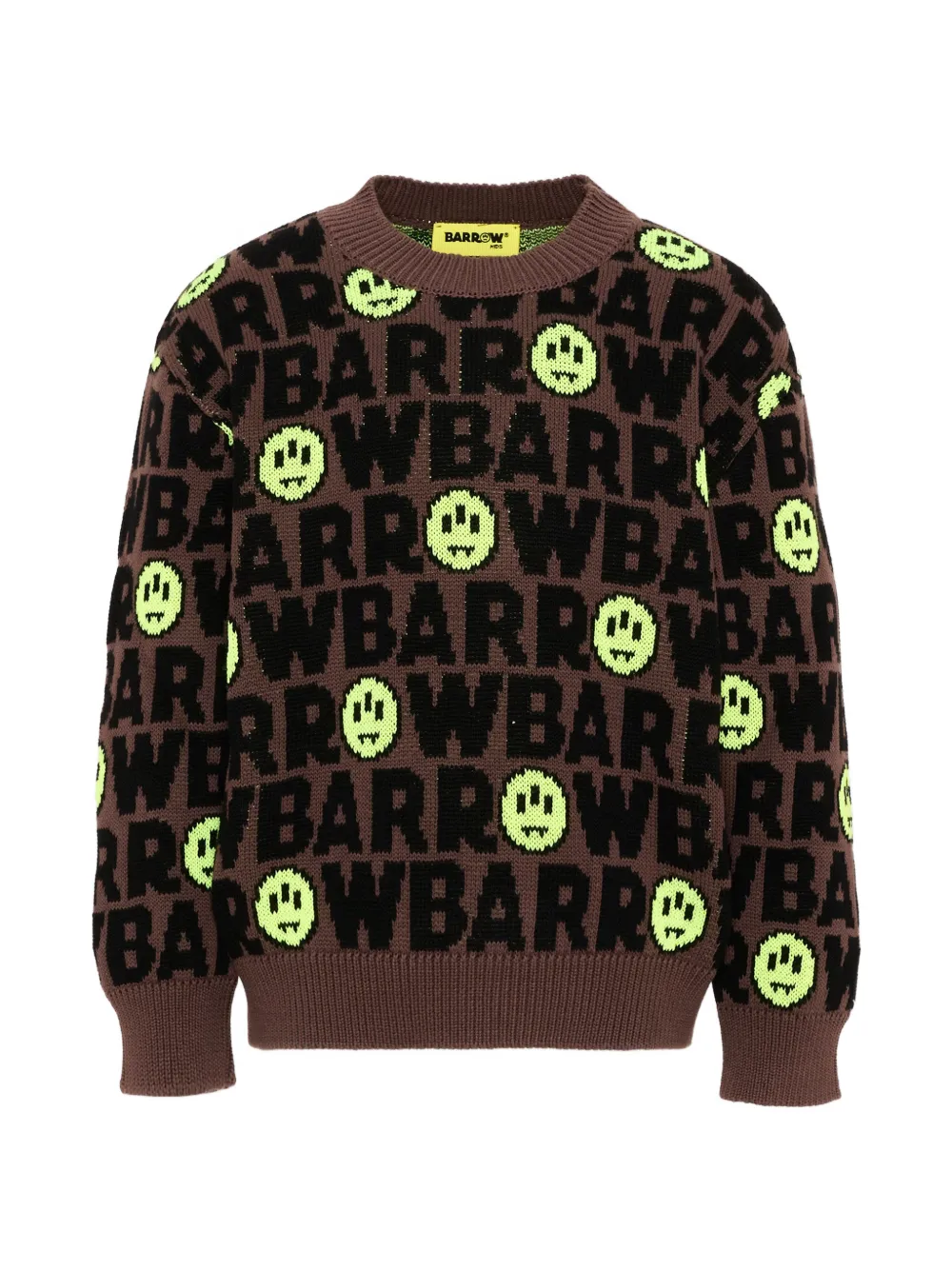 Barrow kids logo-intarsia knitted sweater - Marrone