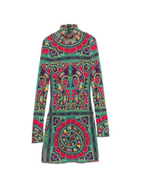 John Galliano Pre-Owned 2000s paisley-print high-neck mini dress