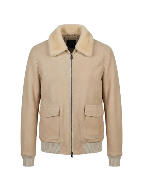 Barba shearling-collar leather jacket