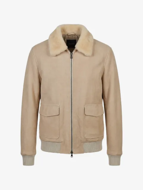 Barba chaqueta de piel con cuello de lana de oveja