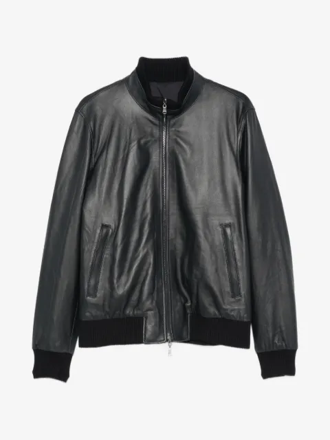 Arte Antwerp ribbed-trim leather jacket