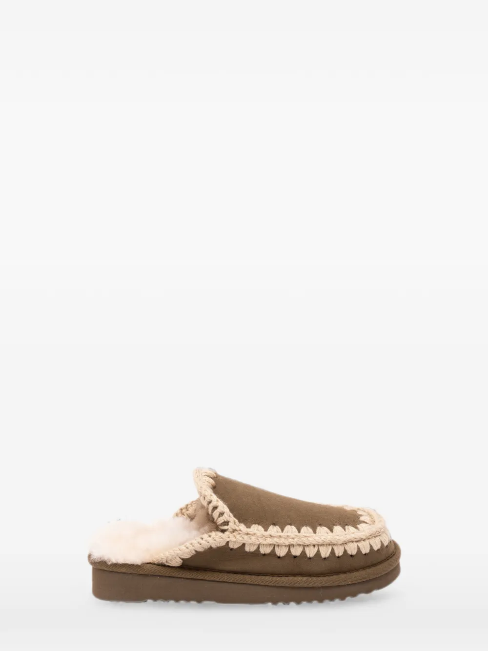 Mou Eskimo crochet-trim sheepskin slippers - Braun
