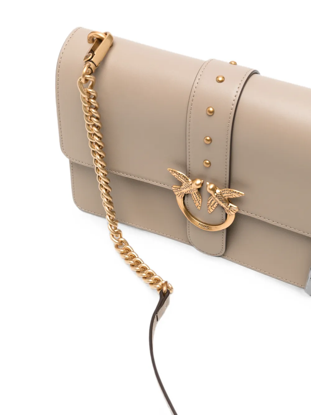 PINKO Love One leren crossbodytas Beige