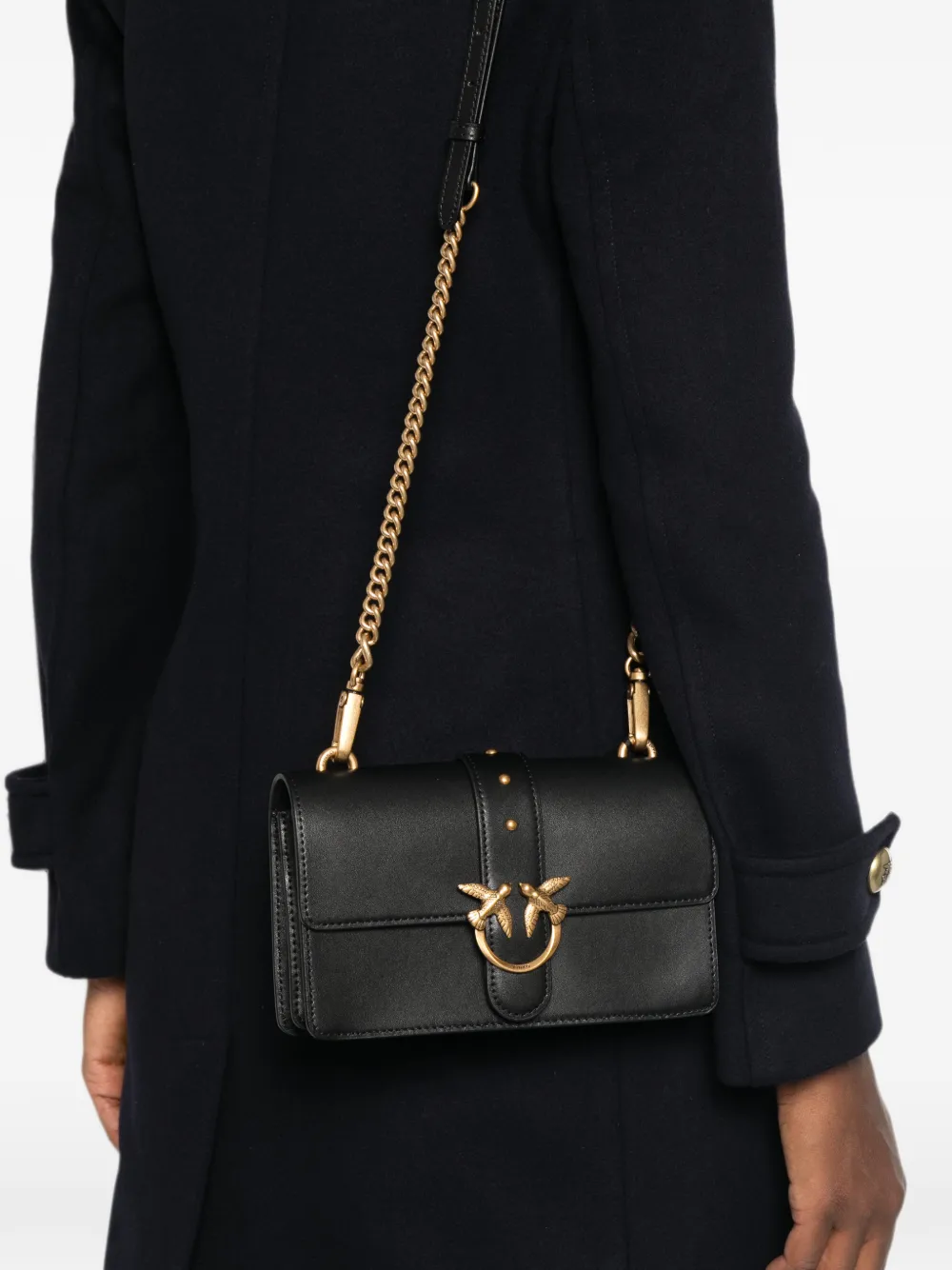PINKO mini Love One Birds shoulder bag Zwart