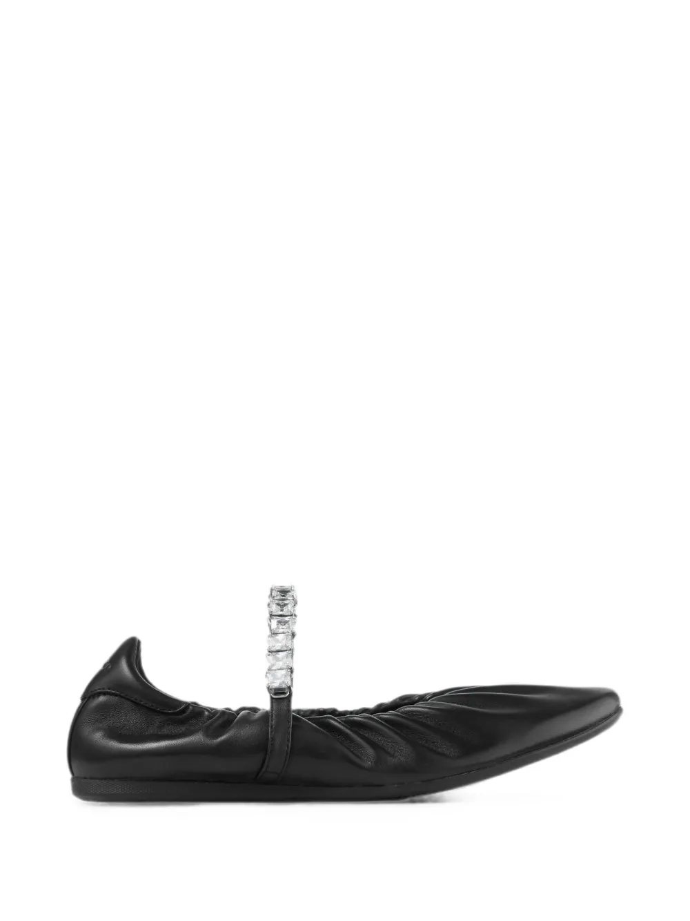 Jimmy Choo Jade black soft nappa-leather ballerina flats with crystal strap - Nero