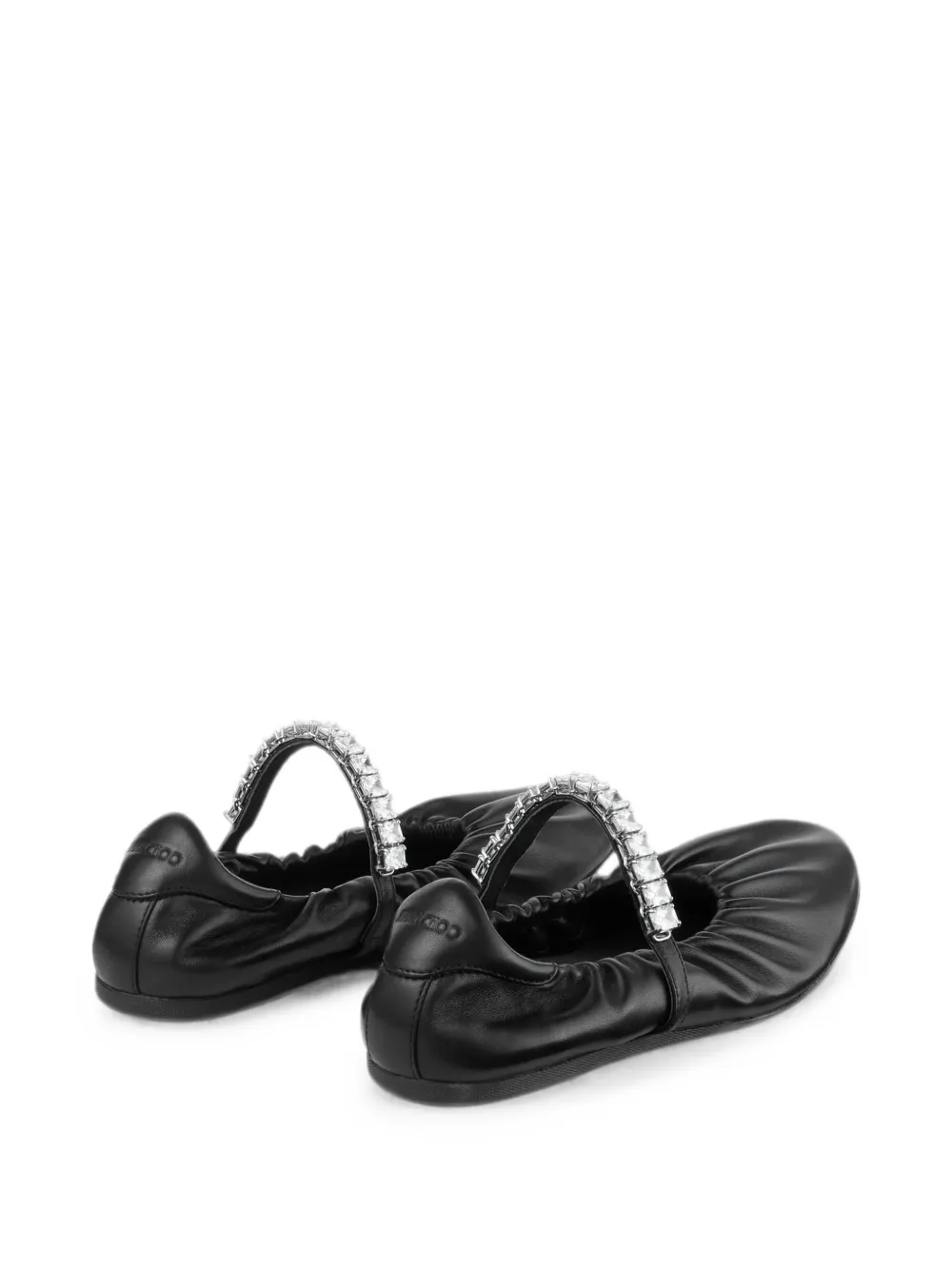 Jimmy Choo Jade black soft nappa-leather ballerina flats with crystal strap Zwart