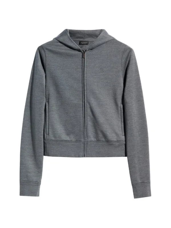 Gucci Cotton-silk Jersey Sweatshirt with Zip in Grey