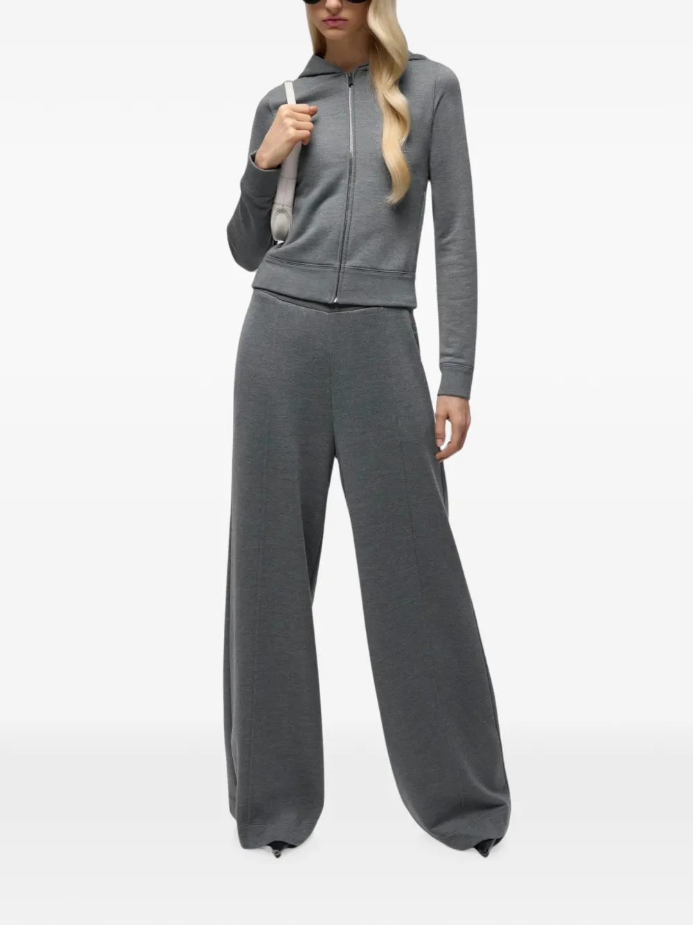 Gucci Jersey sweater van katoenen-zijdeblend met rits Grijs