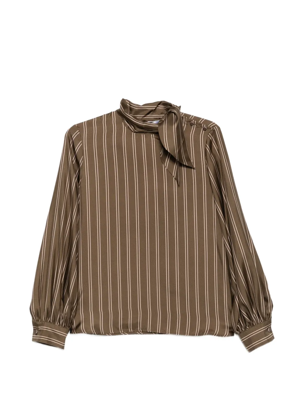 Max Mara Bingo striped pussy-bow blouse - Marrone
