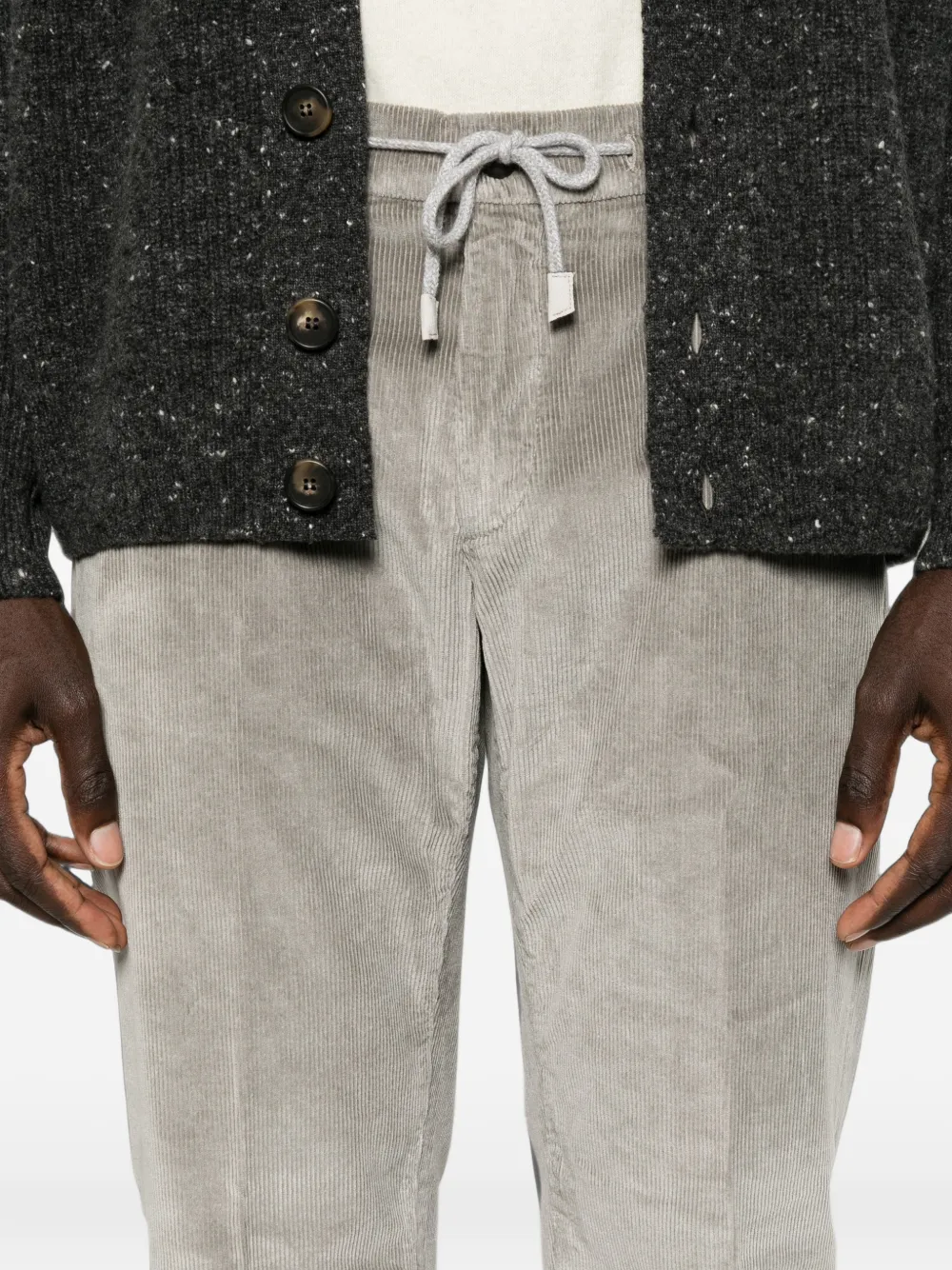 Eleventy Ribfluwelen broek Grijs