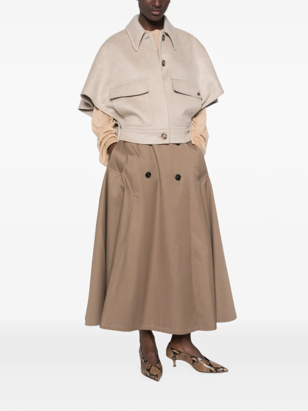 Max Mara Dream jack met cape en knopen Beige