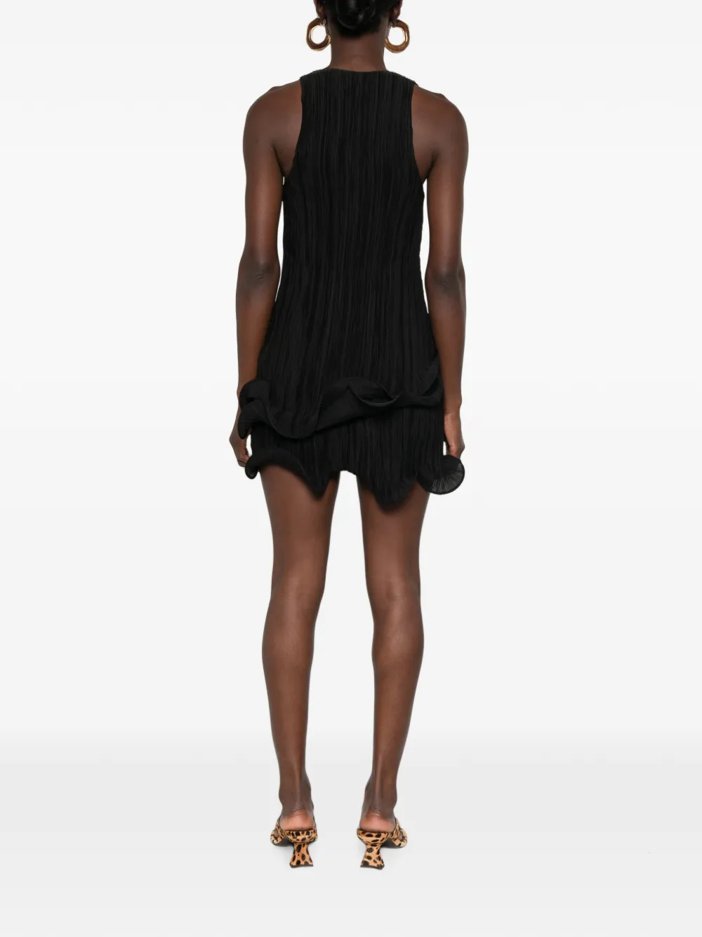 Cult Gaia Marsa mini-jurk met plissé-effect en ruches Zwart