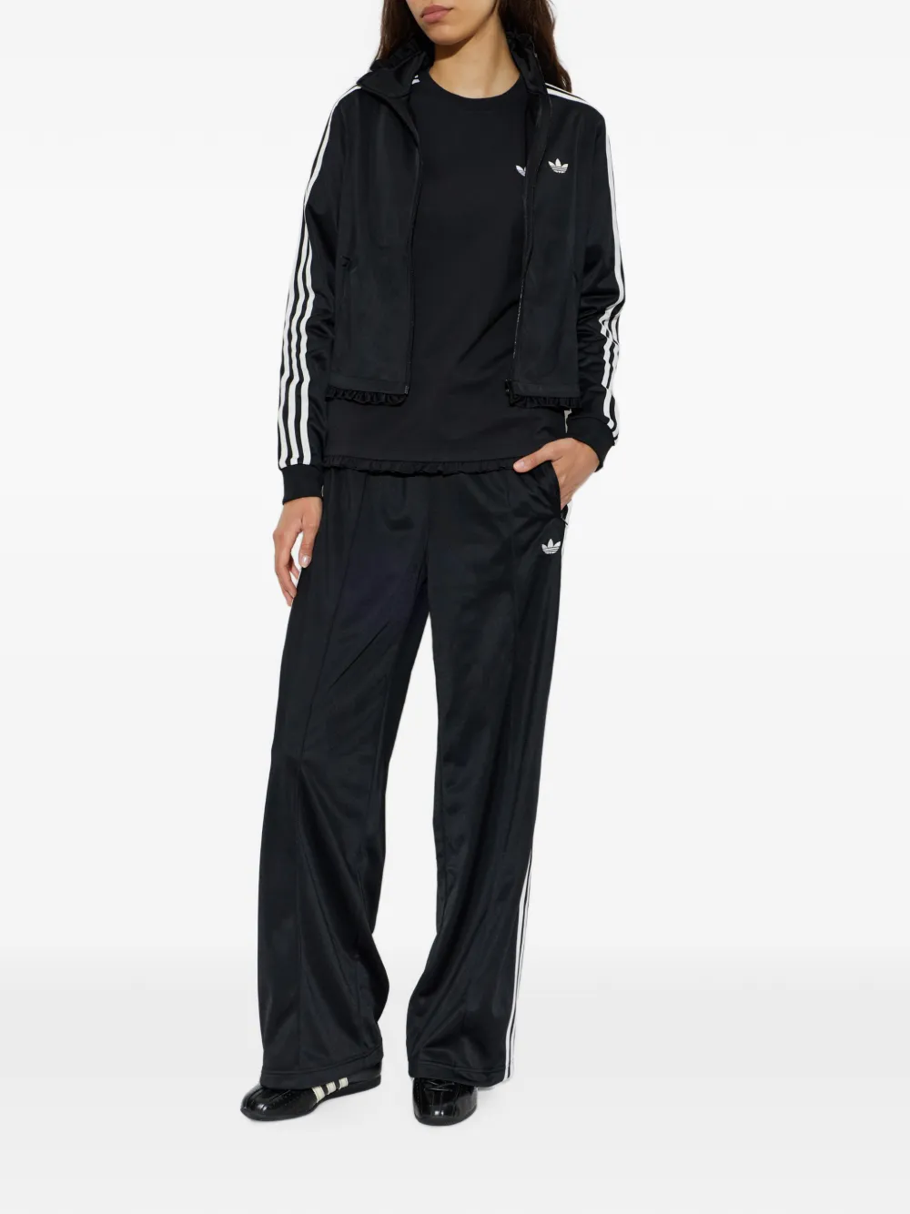 adidas Pleated Firebird track pants Zwart
