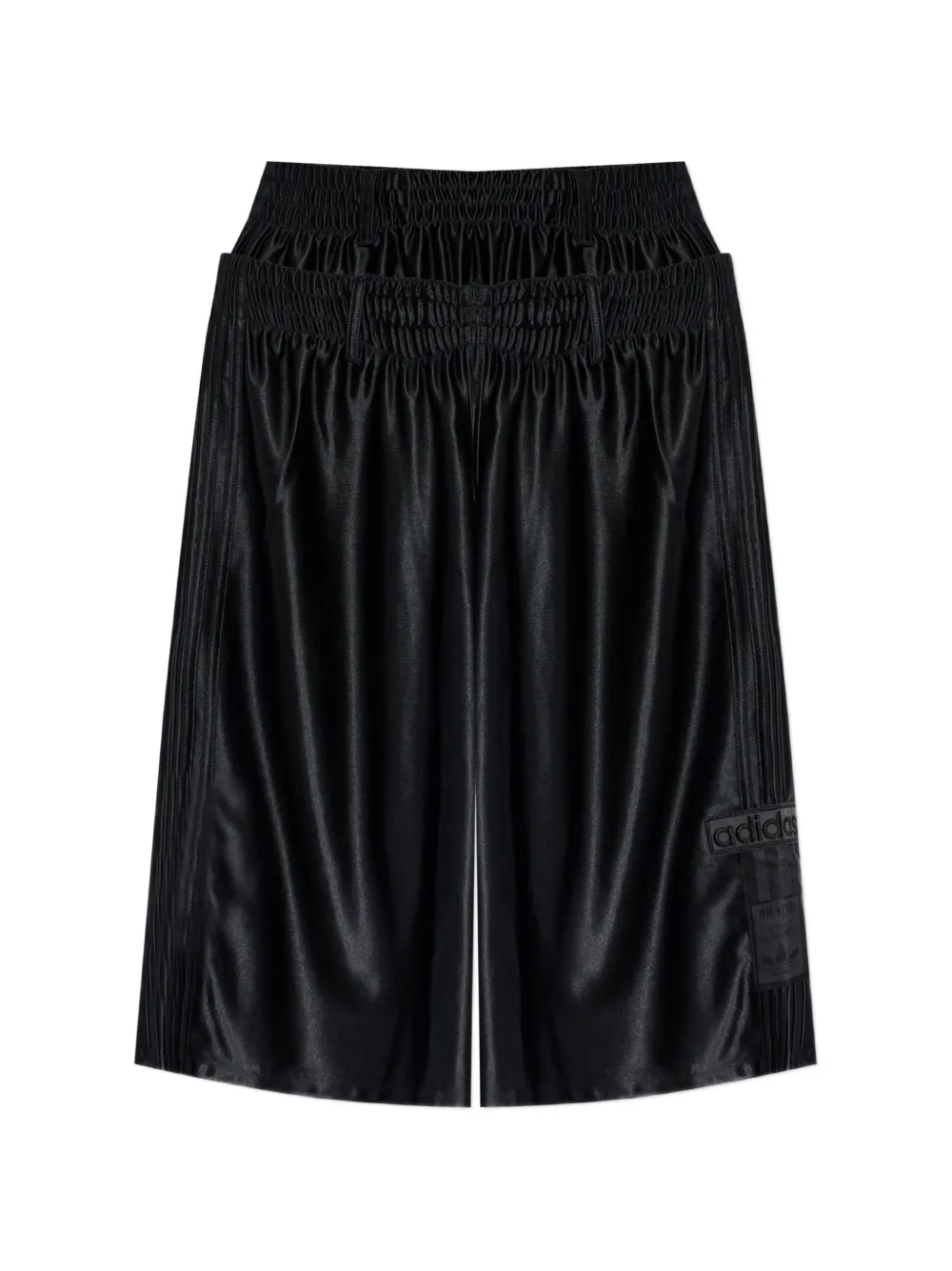 adidas logo-patch satin-finish shorts Zwart