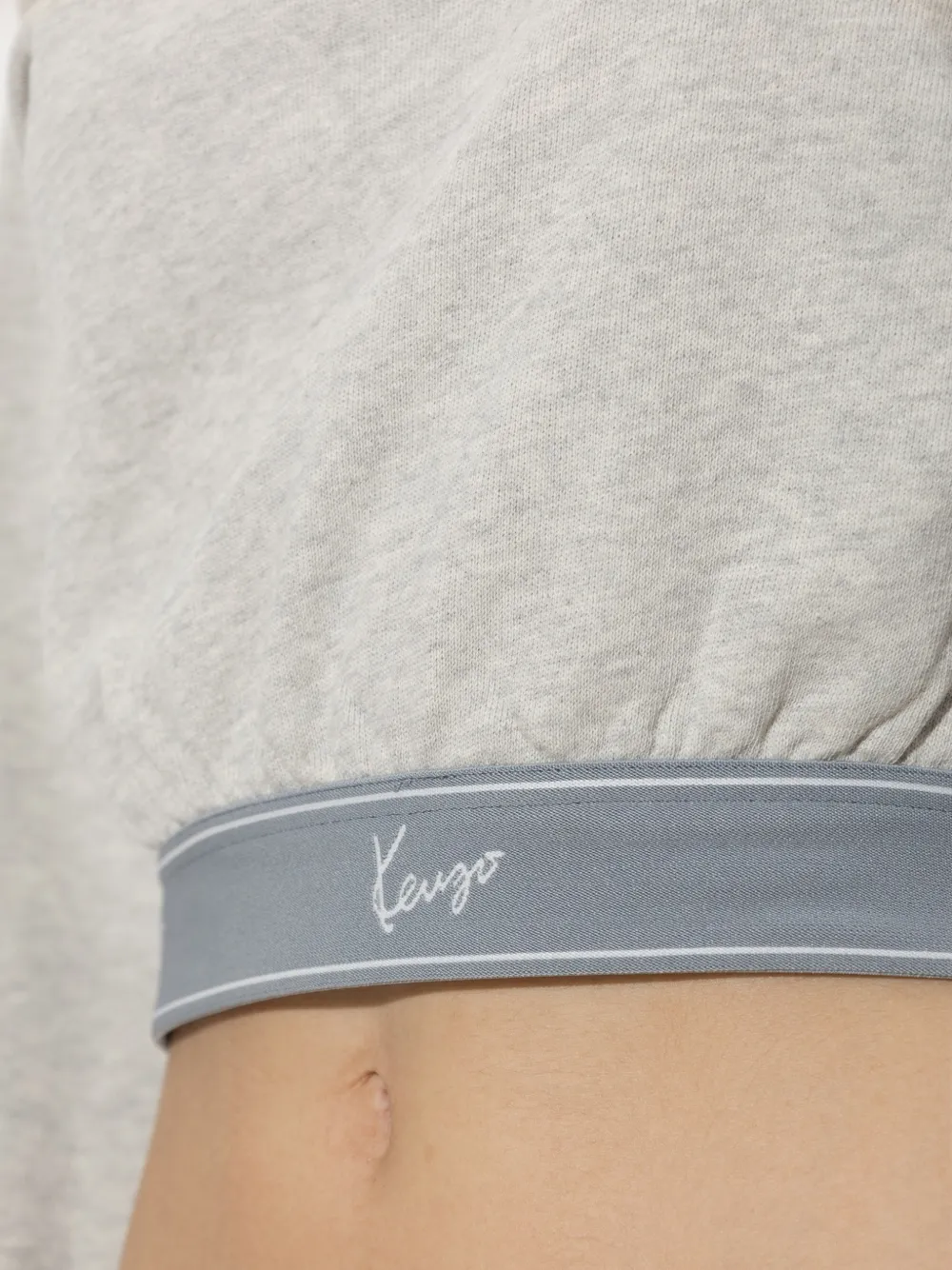 Kenzo cropped logo-tape hoodie Grijs