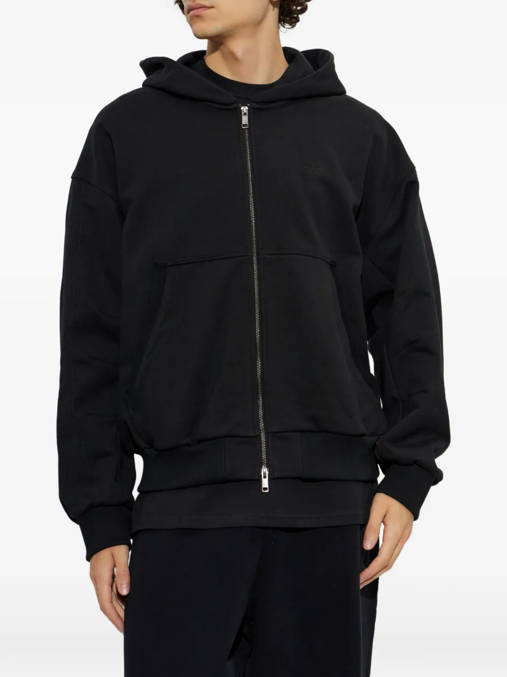 adidas Premium Essentials cropped full-zip hoodie Zwart