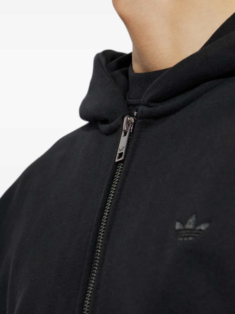 adidas Premium Essentials cropped full-zip hoodie Zwart