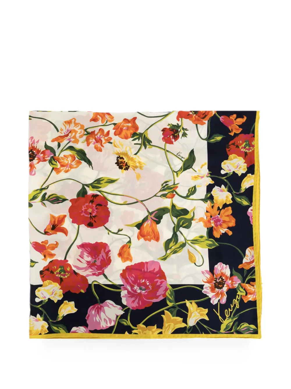 Kenzo Floral-print Silk Scarf In Multi