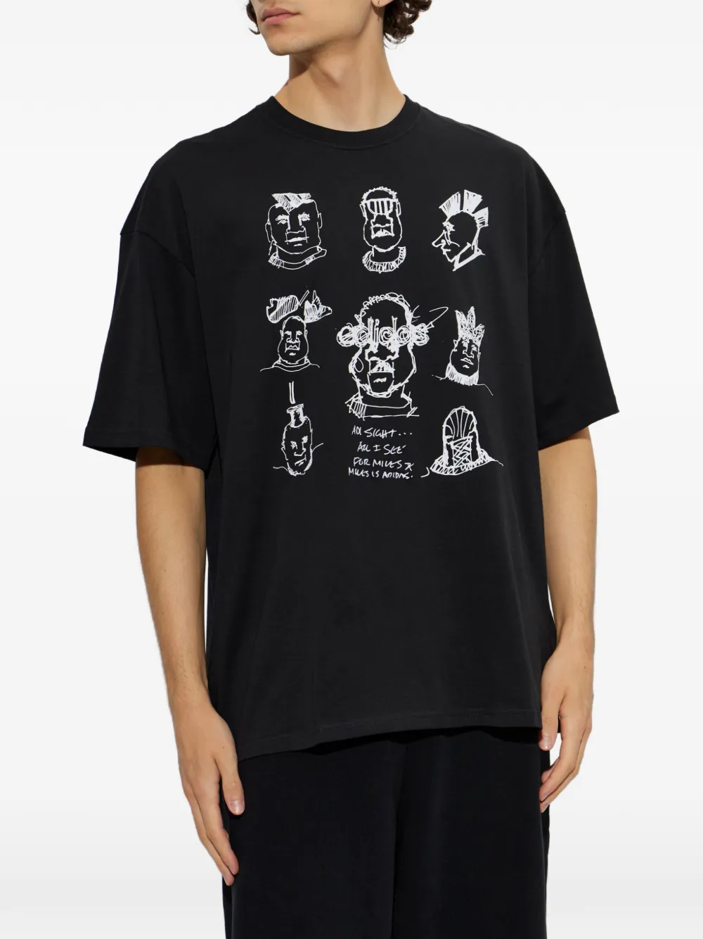 adidas graphic-print T-shirt Zwart