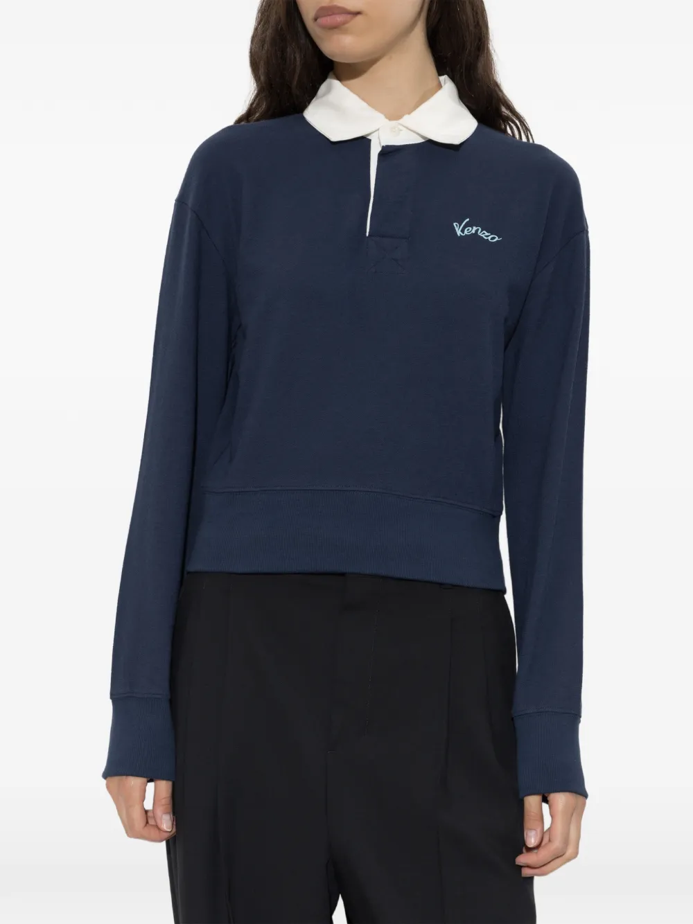 Kenzo Varsity poloshirt met geborduurd logo Blauw