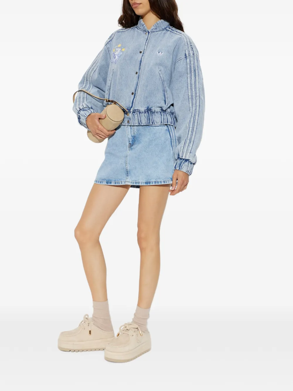 adidas 3-Stripes denim skirt Blauw