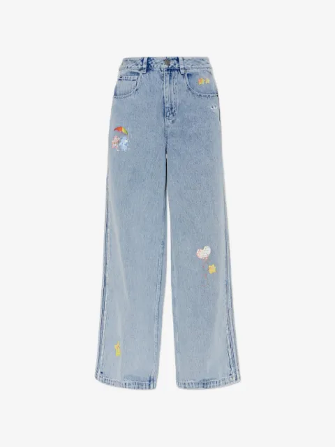 adidas embroidered Trefoil-logo jeans