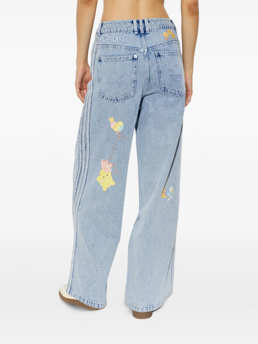adidas embroidered Trefoil-logo jeans Blauw