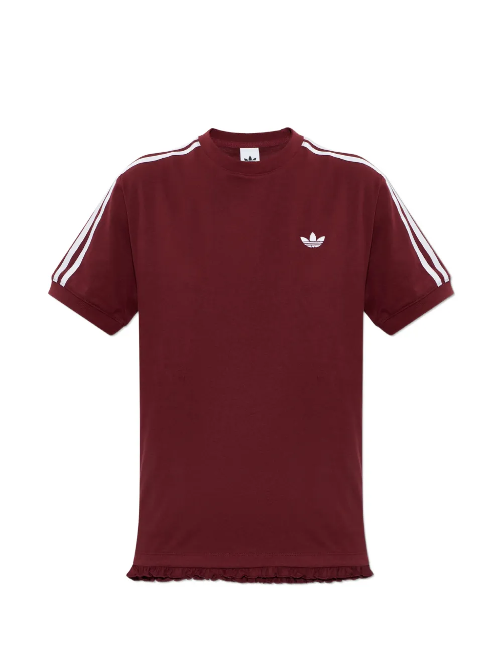 adidas ruffle-trim logo-embroidered T-shirt Rood