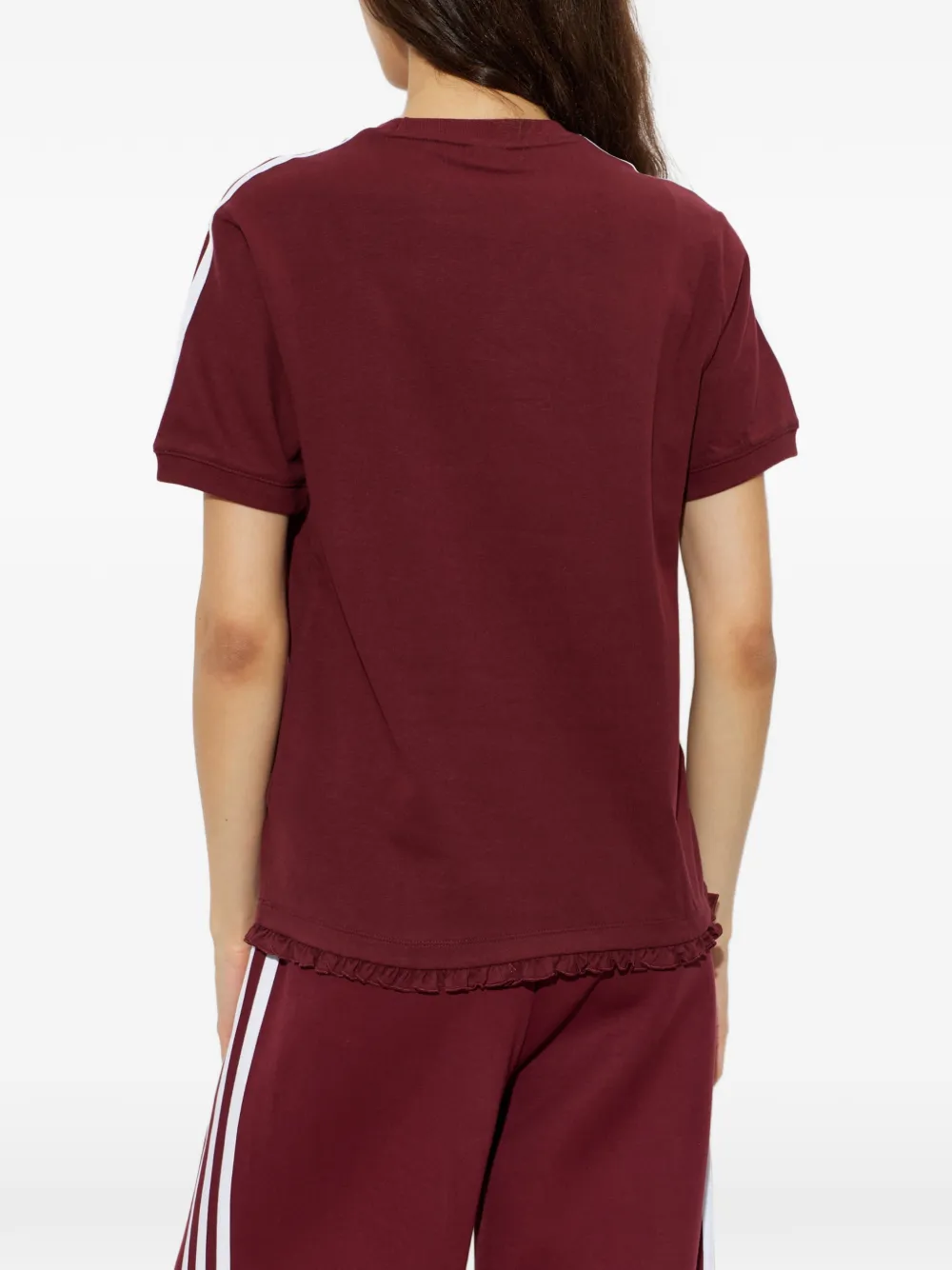 adidas ruffle-trim logo-embroidered T-shirt Rood
