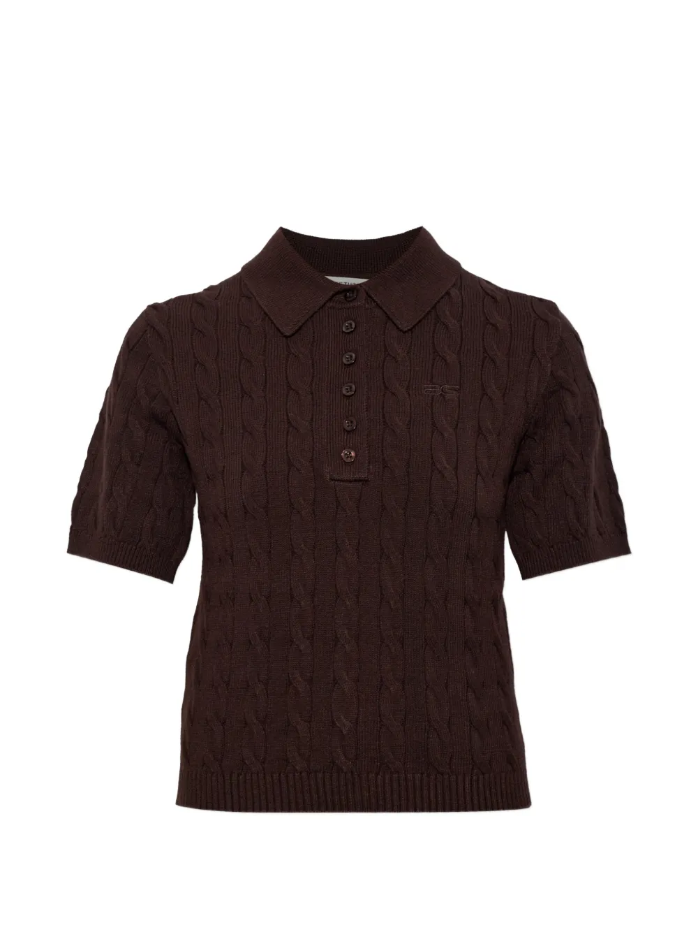 Gestuz cable-knit polo sweater - Braun