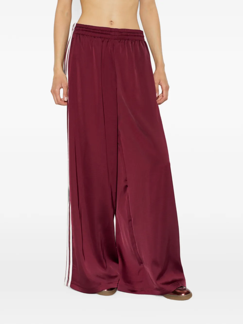adidas side-stripe wide-leg trousers Rood