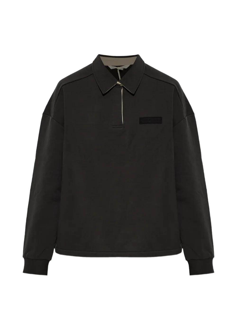 Rethinkit Studios Oversized Logo-patch Polo Shirt In Black