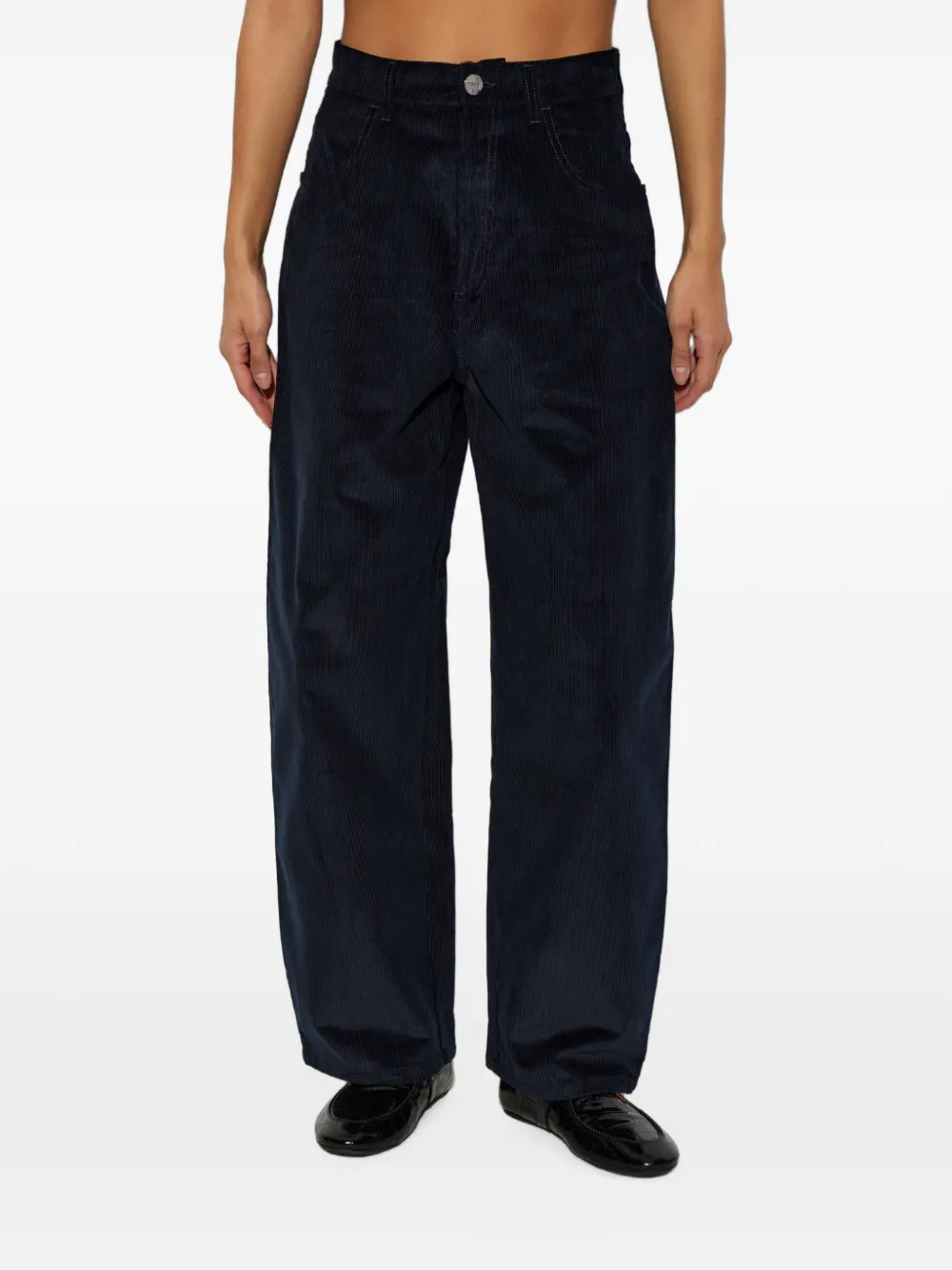 Róhe Buttoned Corduroy Trousers in Blue, view 3
