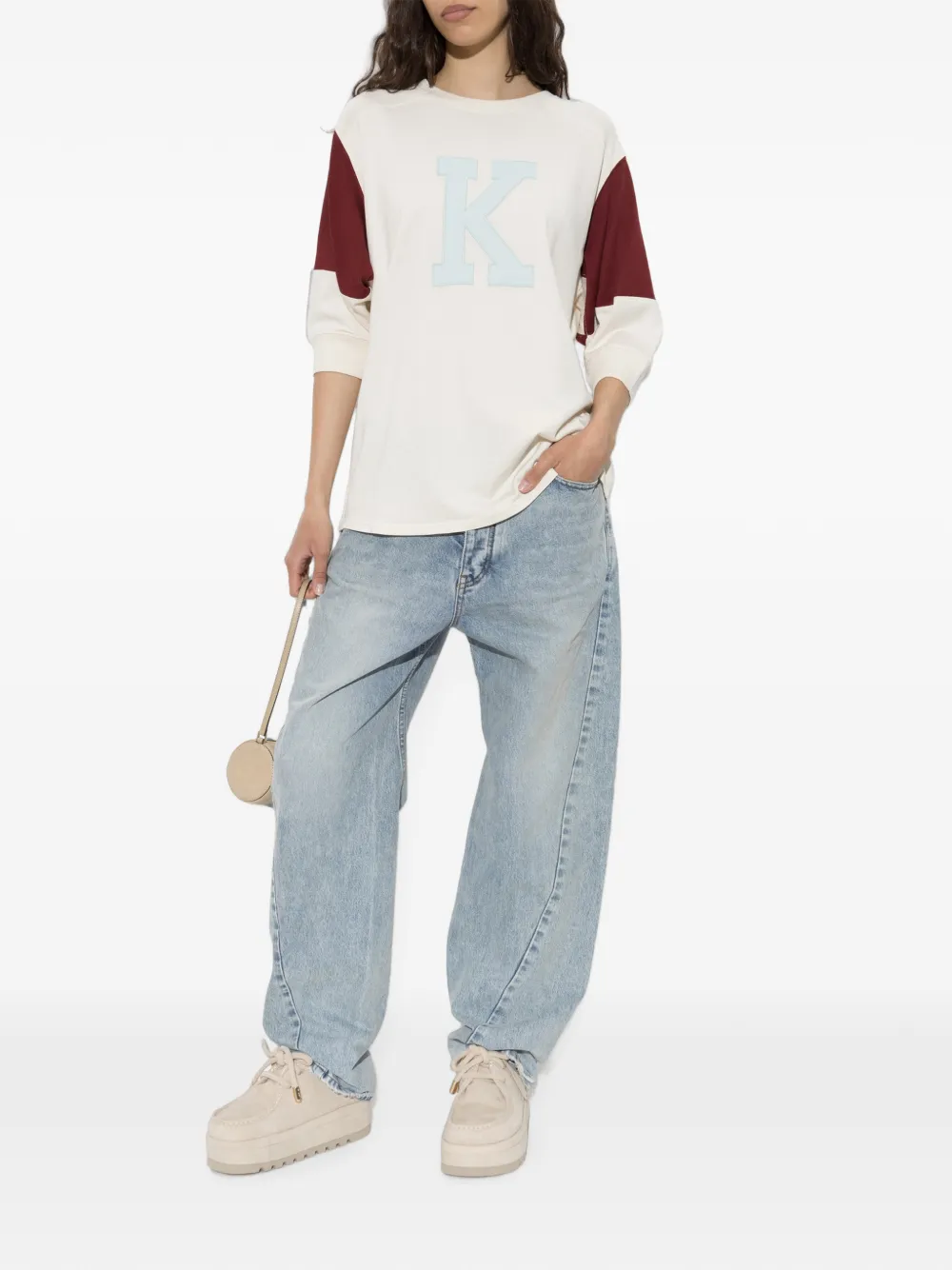 Kenzo Logo-patch Panelled T-shirt In Neutral