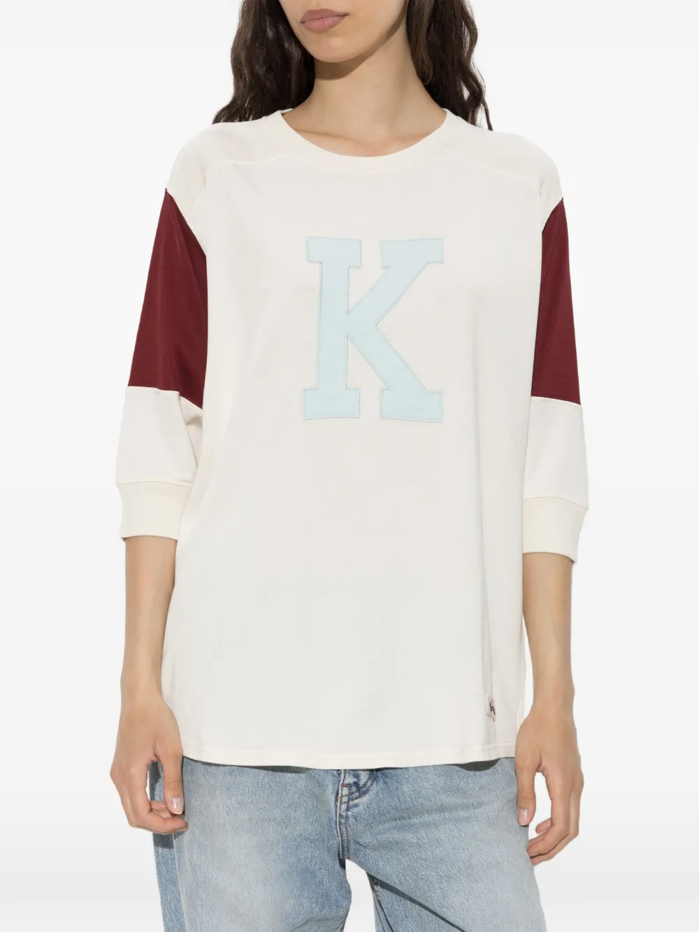 Kenzo Logo-patch Panelled T-shirt In Neutral