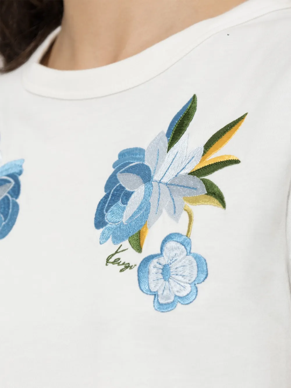 Kenzo T-shirt met geborduurde bloemen Wit