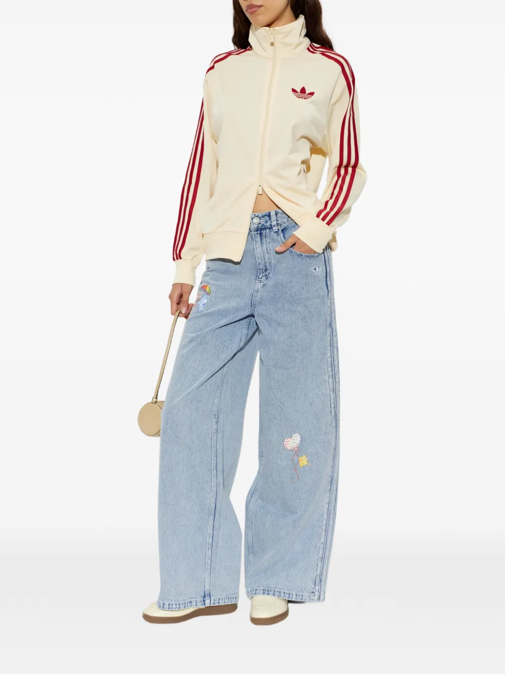 adidas Firebird track top loose Beige