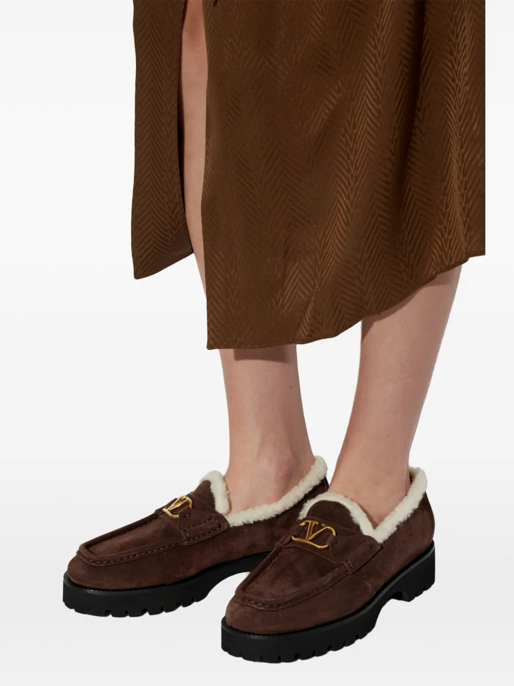 Valentino Garavani VLogo Signature shearling-lined loafers Bruin