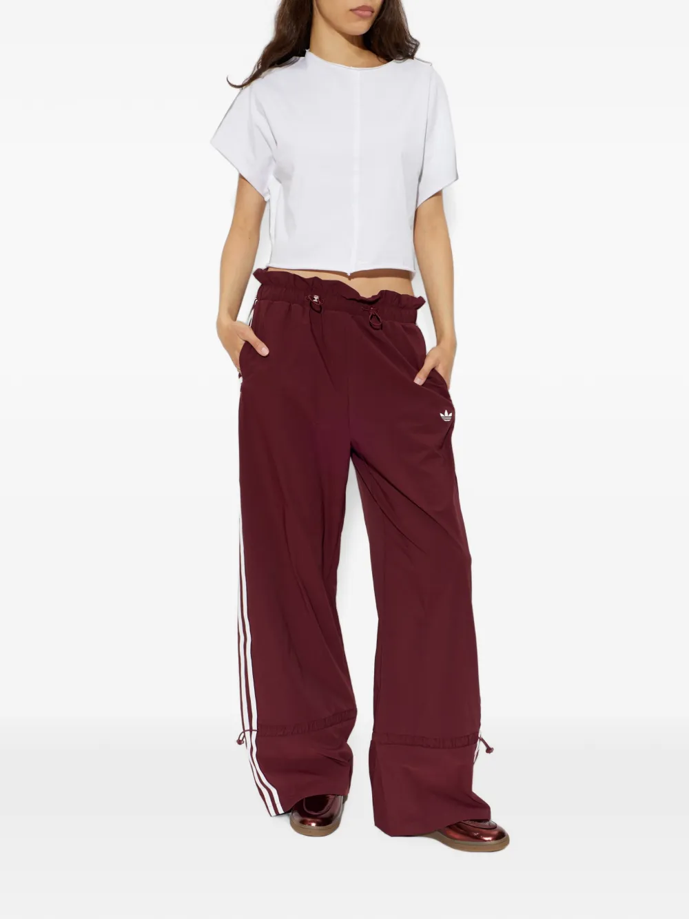 adidas wide-leg track pants Rood