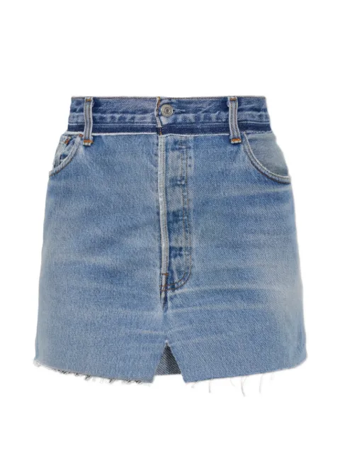 VETEMENTS faded-effect raw-cut mini skirt