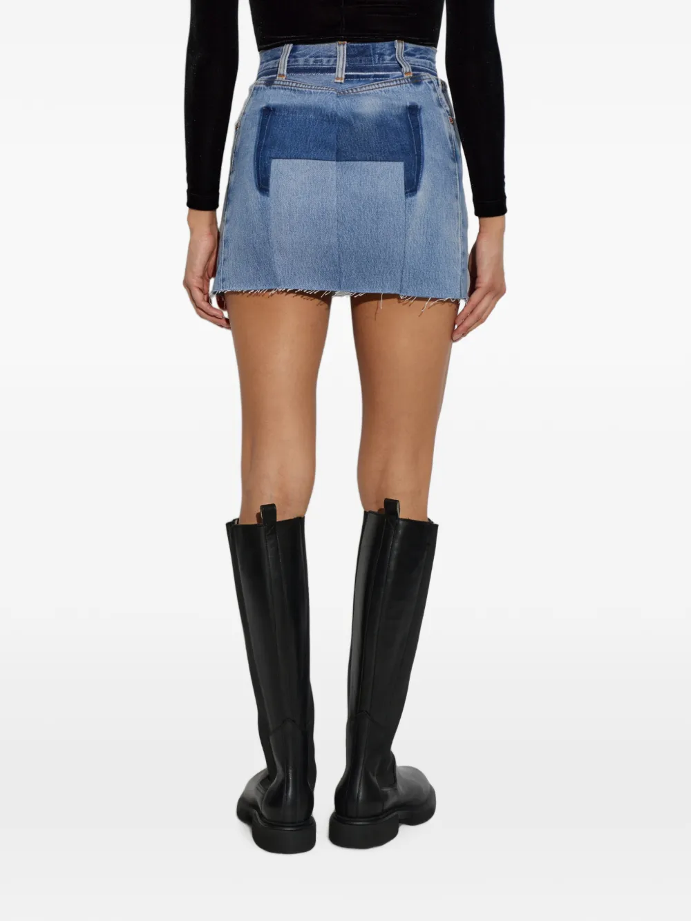 VETEMENTS Gerafelde mini-rok met vervaagd effect Blauw
