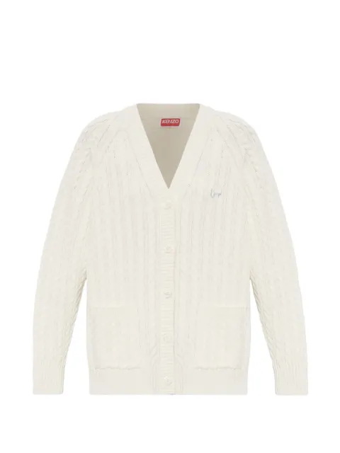Kenzo cable-knit embroidered-logo cardigan