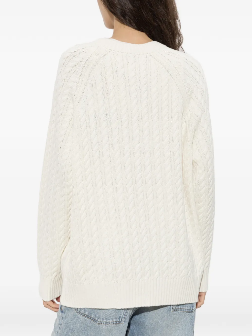 Kenzo cable-knit embroidered-logo cardigan Wit