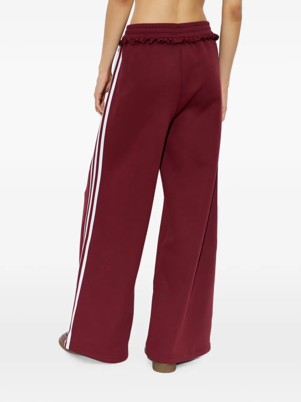 adidas ruffle-trim side-stripe track pants Rood