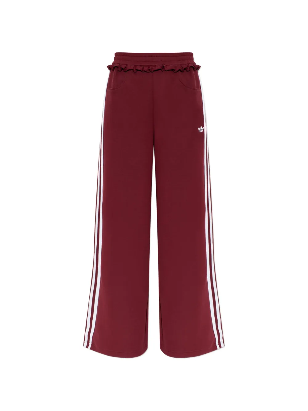 adidas ruffle-trim side-stripe track pants Rood