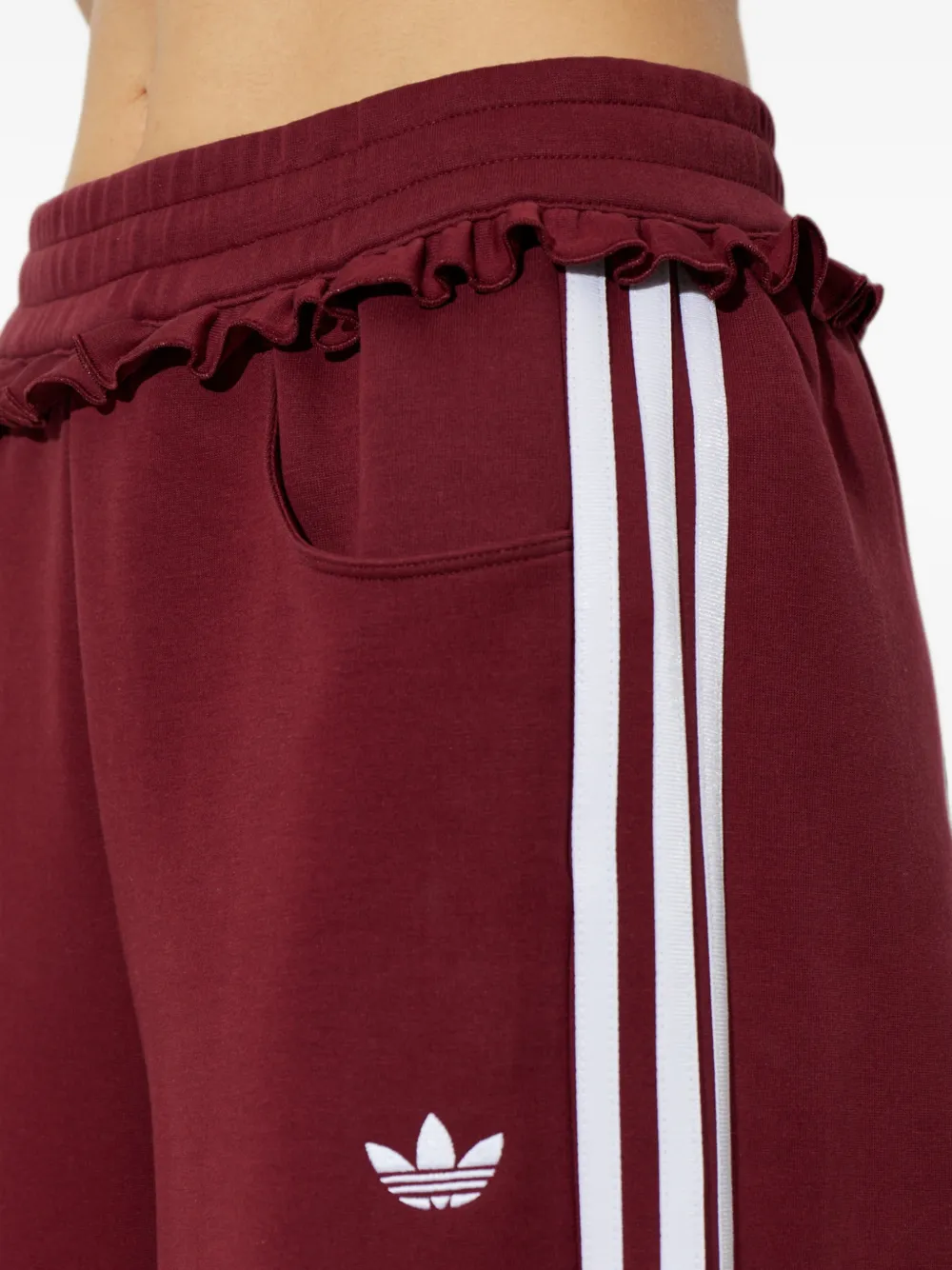 adidas ruffle-trim side-stripe track pants Rood