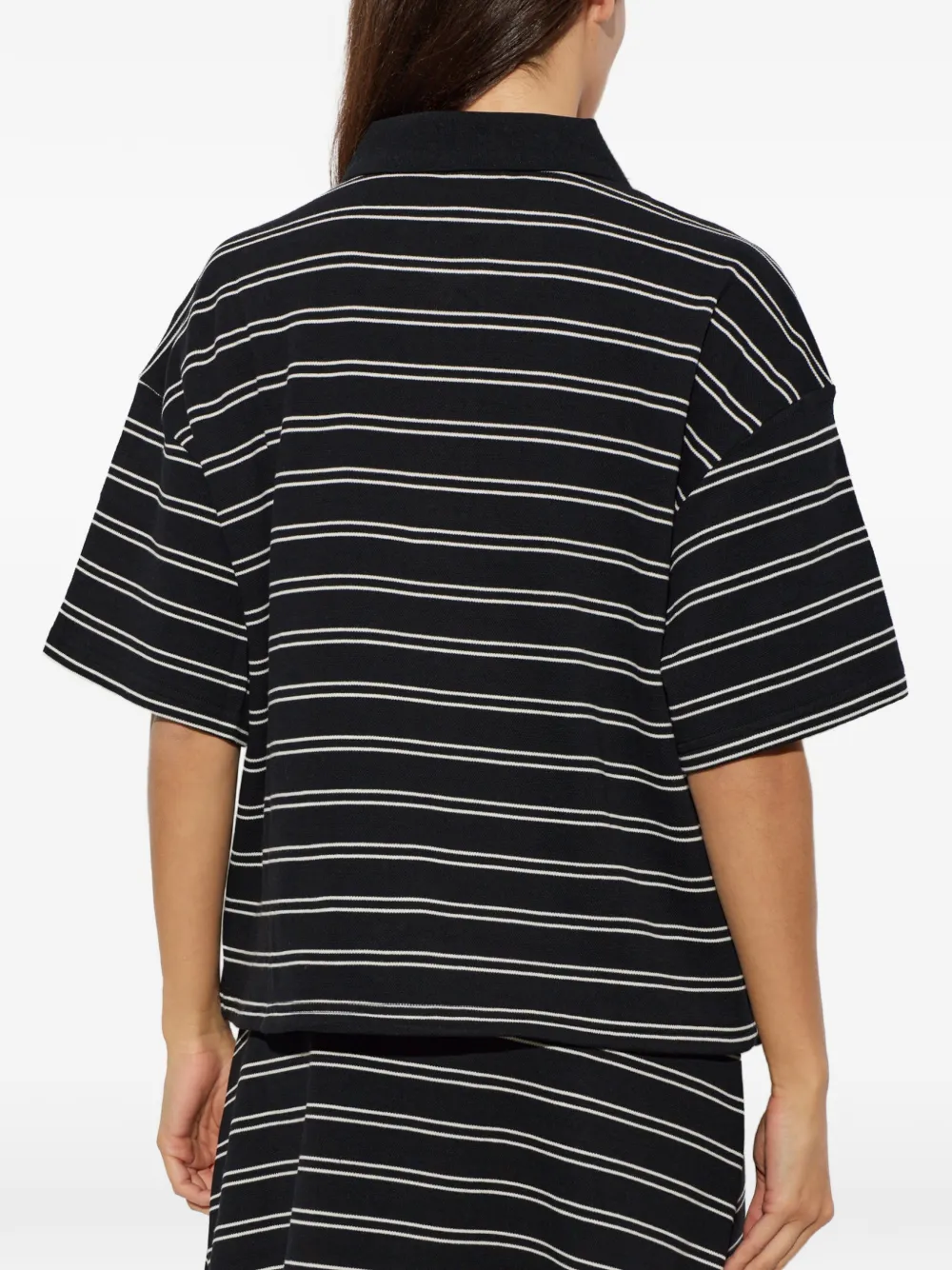 Gestuz Gestreept poloshirt Zwart