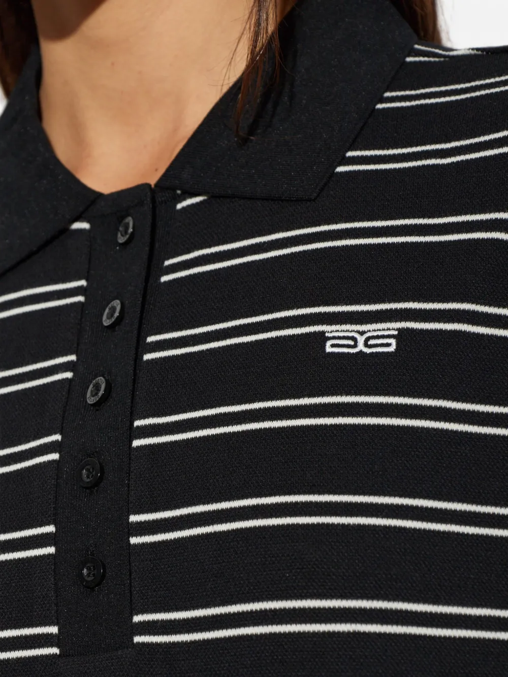 Gestuz Gestreept poloshirt Zwart